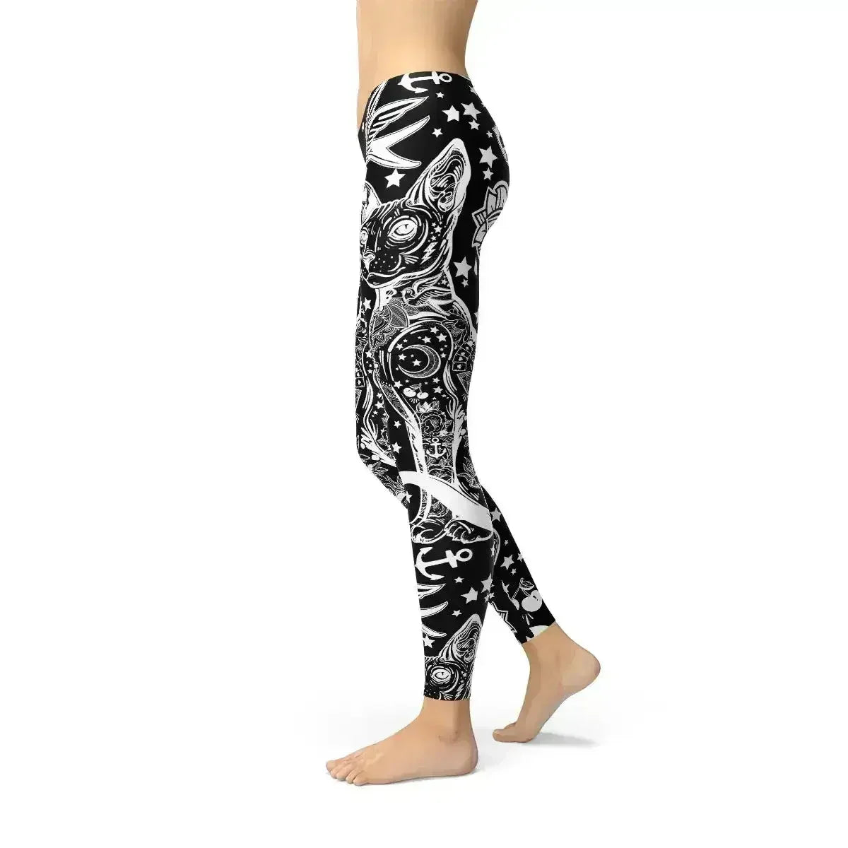 Womens Black Magic Cat Leggings - Femstylo