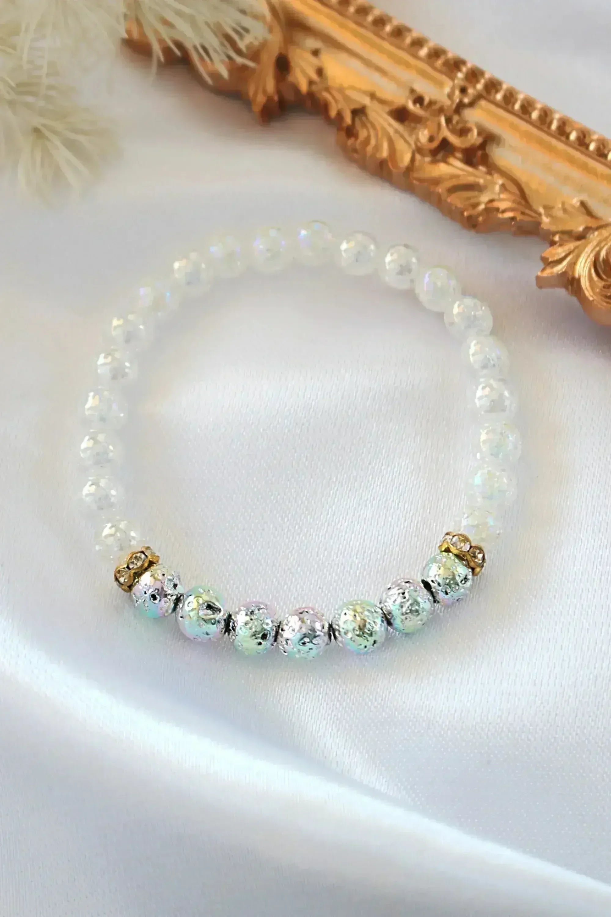 Aroma Diffuser Bracelet – Chrome Lava Stone Elastic Bracelet - Femstylo