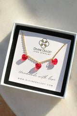 3 Red Hearts 24 Karat Gold Necklace - Femstylo