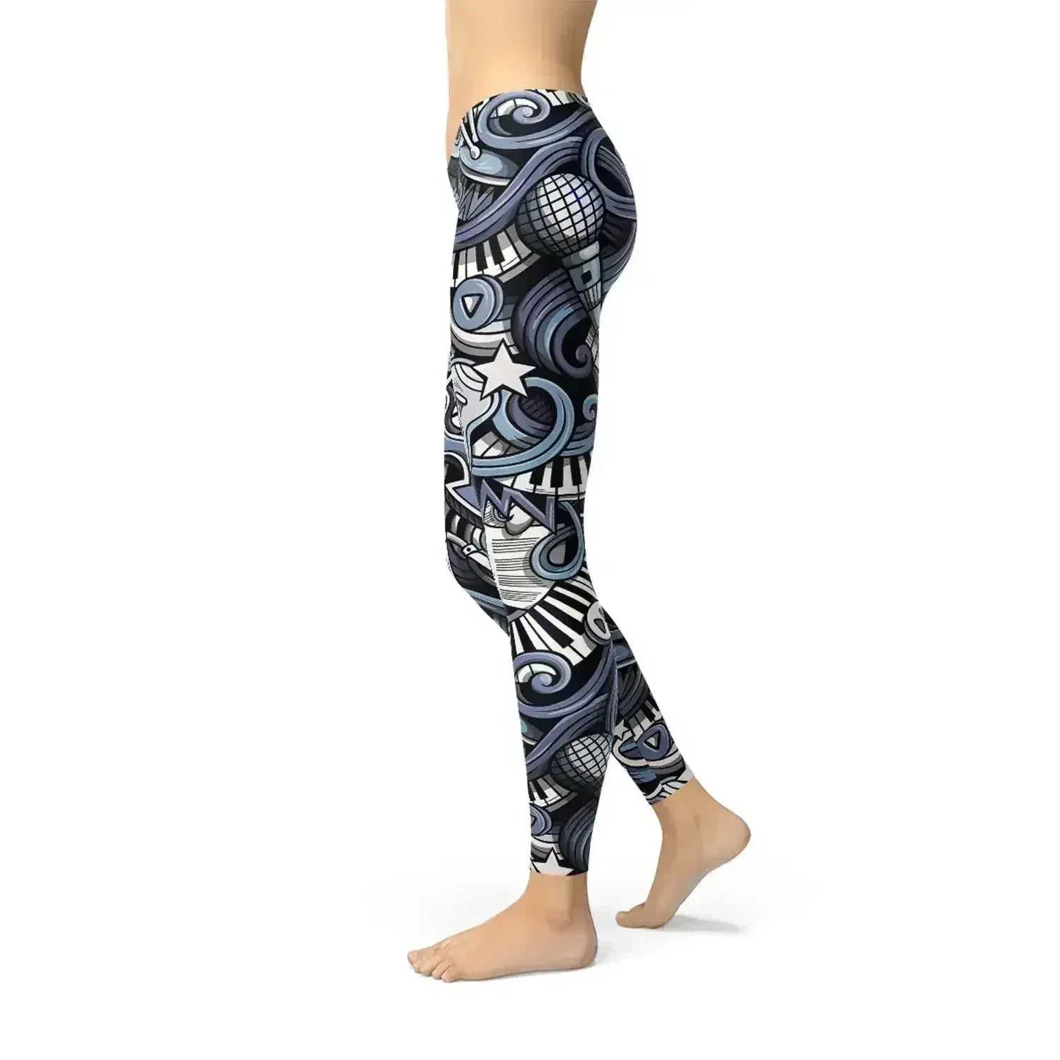 Womens Music Blue Leggings - Femstylo