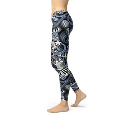 Womens Music Blue Leggings - Femstylo