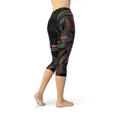 Womens Sugar Skull Capri Leggings - Femstylo