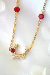 “Fairy Garden” 24K Red CZ Necklace - Femstylo