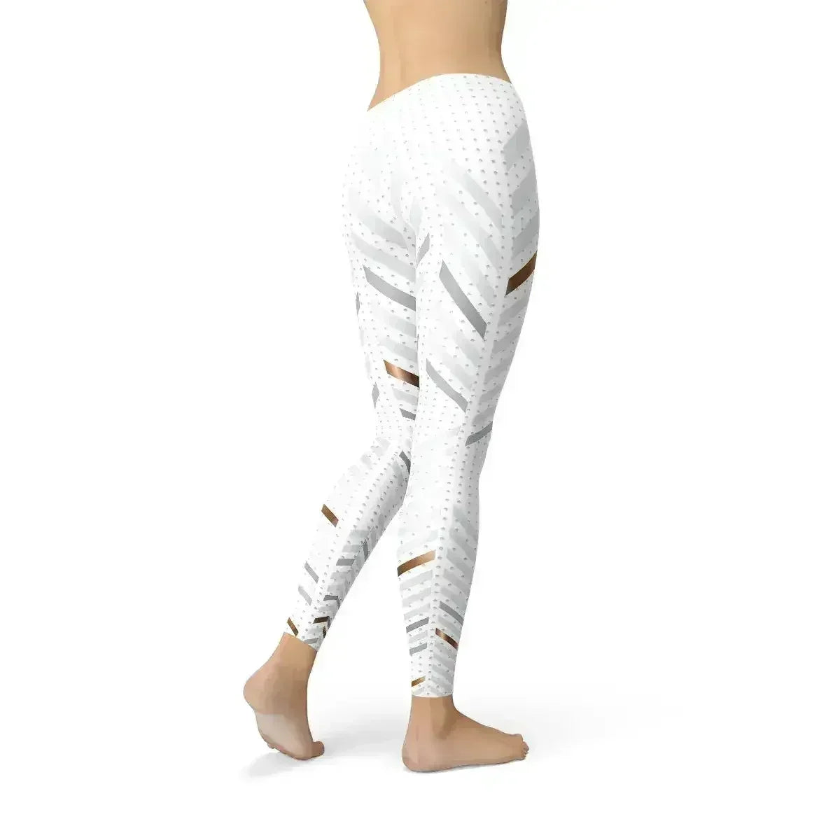 Womens White Stripes Leggings - Femstylo