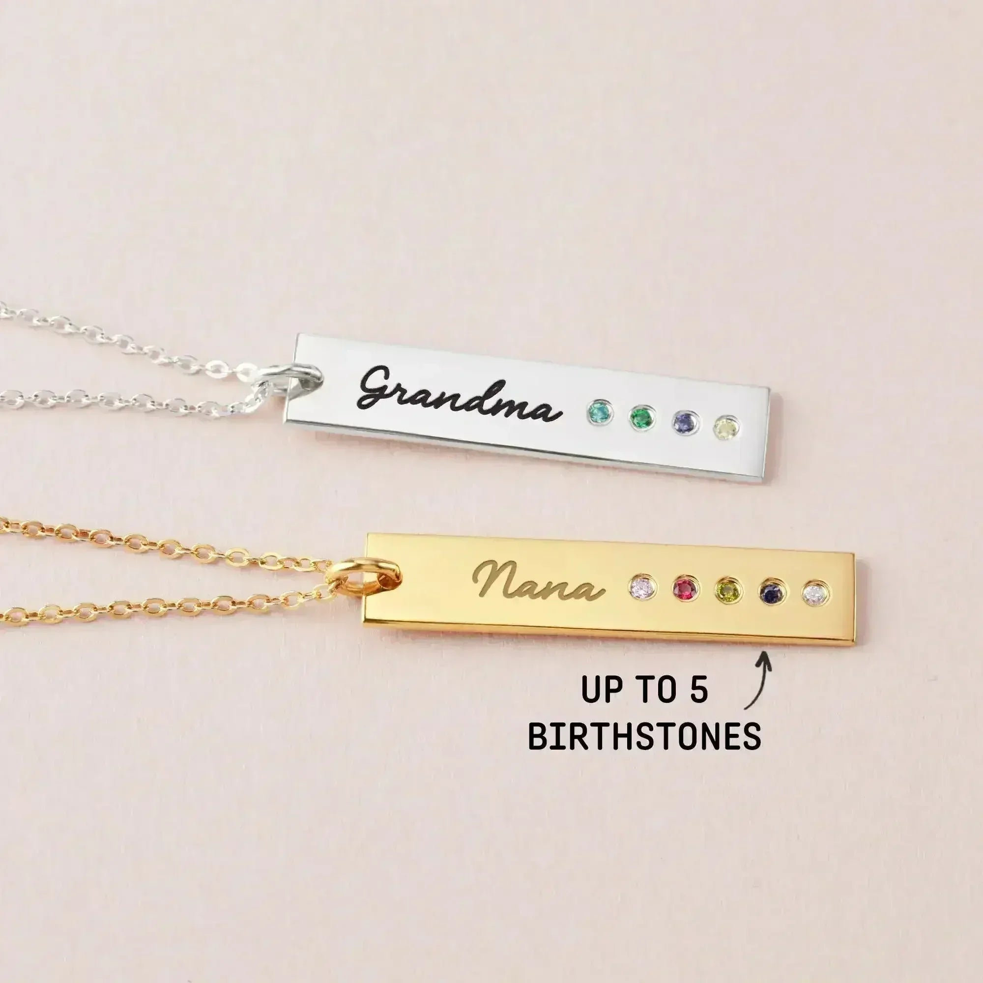 Mom Necklace Birthstone, Birthstone Bar Necklace, Mom Jewelry - Femstylo