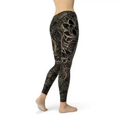Womens Koi Fish Black Leggings - Femstylo