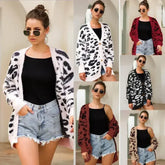 Long sleeve small cardigan leopard sweater - Femstylo