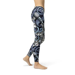 Womens Music Blue Leggings - Femstylo