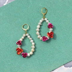 Rose Pearl Earrings + Necklace - Femstylo