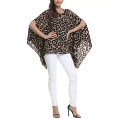 Leopard Print Batwing Chiffon Top - Free Size | Femstylo - Femstylo