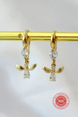 Bee Hook Earrings - 18K Gold & Cubic Zirconia | Femstylo - Femstylo