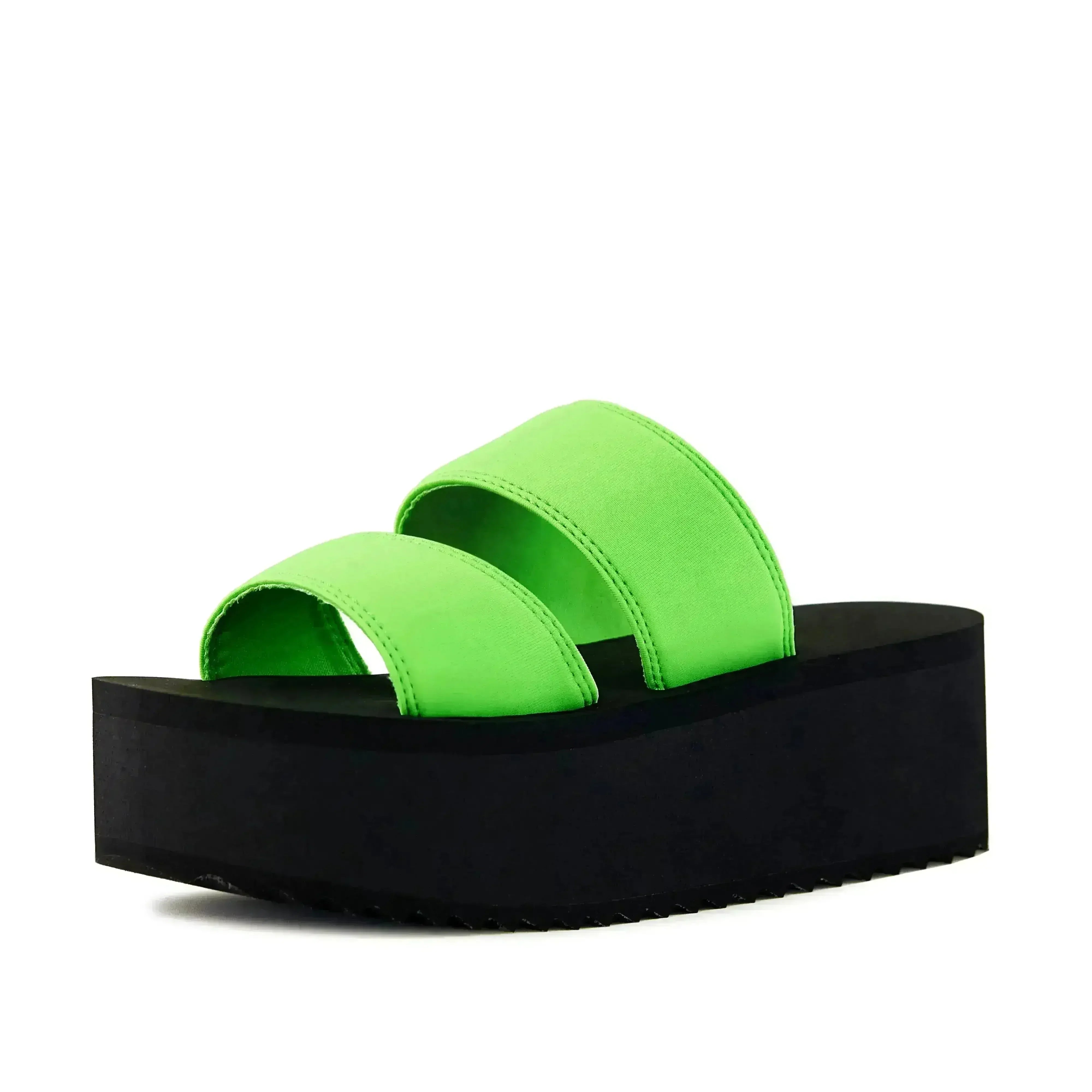 Women's Platform Sandal 2 Band Neon Green - Femstylo