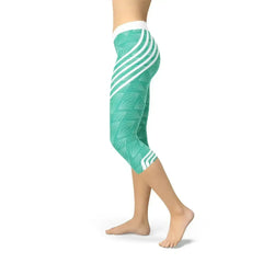 Turquoise Sports Capri Leggings - Femstylo