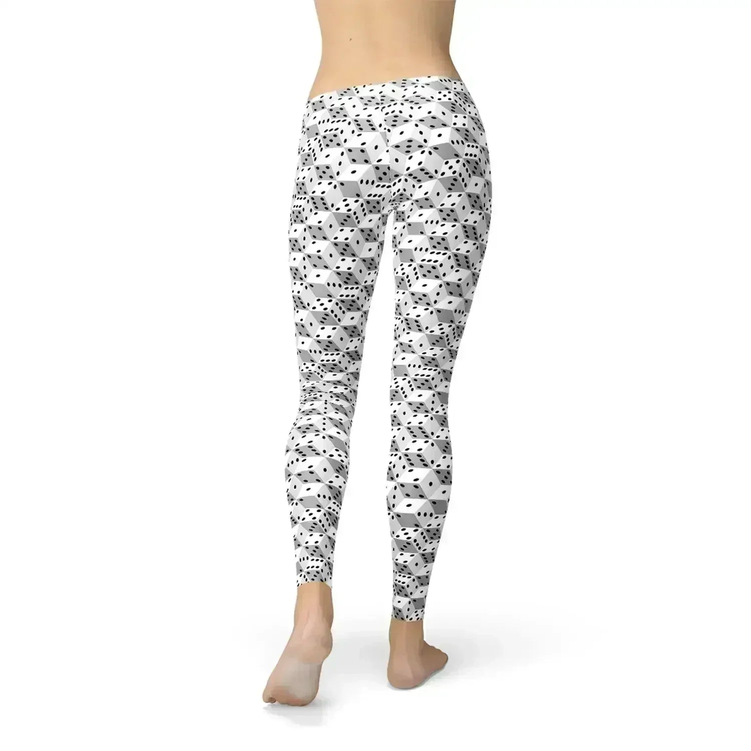 Womens Black and White Dice Leggings - Femstylo