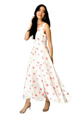 Women's Formal Floral Midi Dress - Femstylo