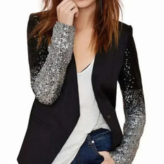 Womens Blazer with Sequins Sleeve - Femstylo