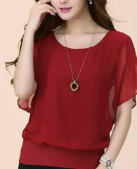 Womens Batwing Chiffon Blouse - Femstylo
