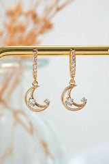 Moon Hoop Earrings - 24K Gold & Cubic Zirconia | Femstylo - Femstylo