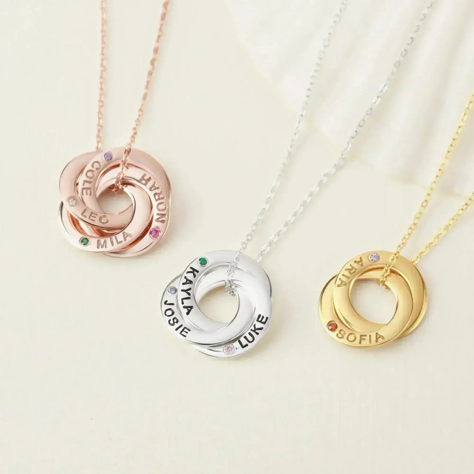 Mom Necklace With Kids Names Birthstones, Children Birthstone Jewelry - Femstylo