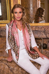 Leopard Print Silk Scarf Shawl Women Wrap – Luxury Design - Femstylo