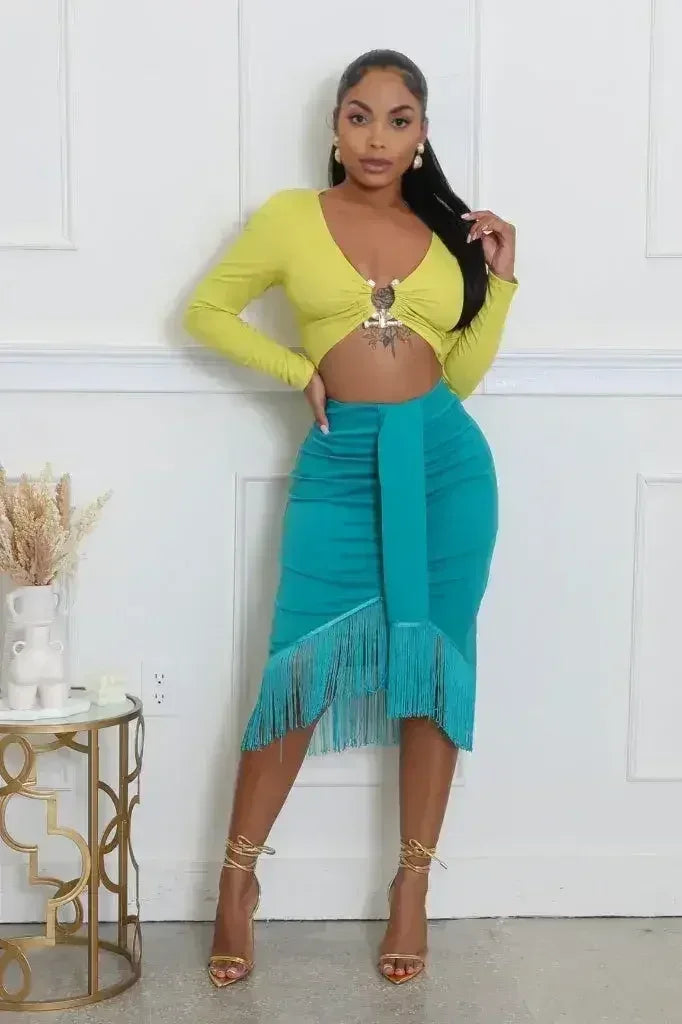 Jaded Fringe Skirt - Femstylo