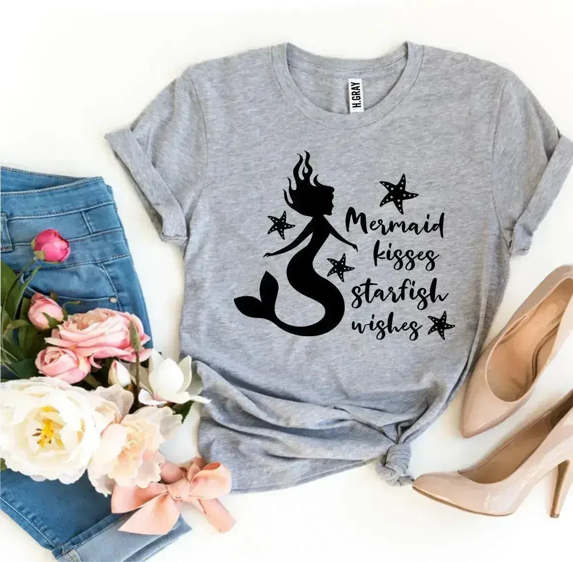 Mermaid Kisses Starfish Wishes T-shirt - Femstylo
