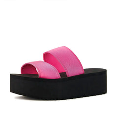 Women's Platform Sandal 2 Band Neon Pink - Femstylo