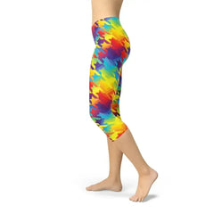 Womens Rainbow Houndstooth Capri Leggings - Femstylo
