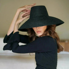 RIRI Jute Straw Hat, in Black - Femstylo