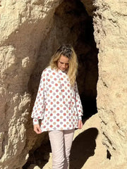 White POlka Dot Knit Criss Cross Top Back - Femstylo