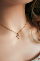 24 Karats CZ Dainty Flower Petals Pendant Necklace - Femstylo