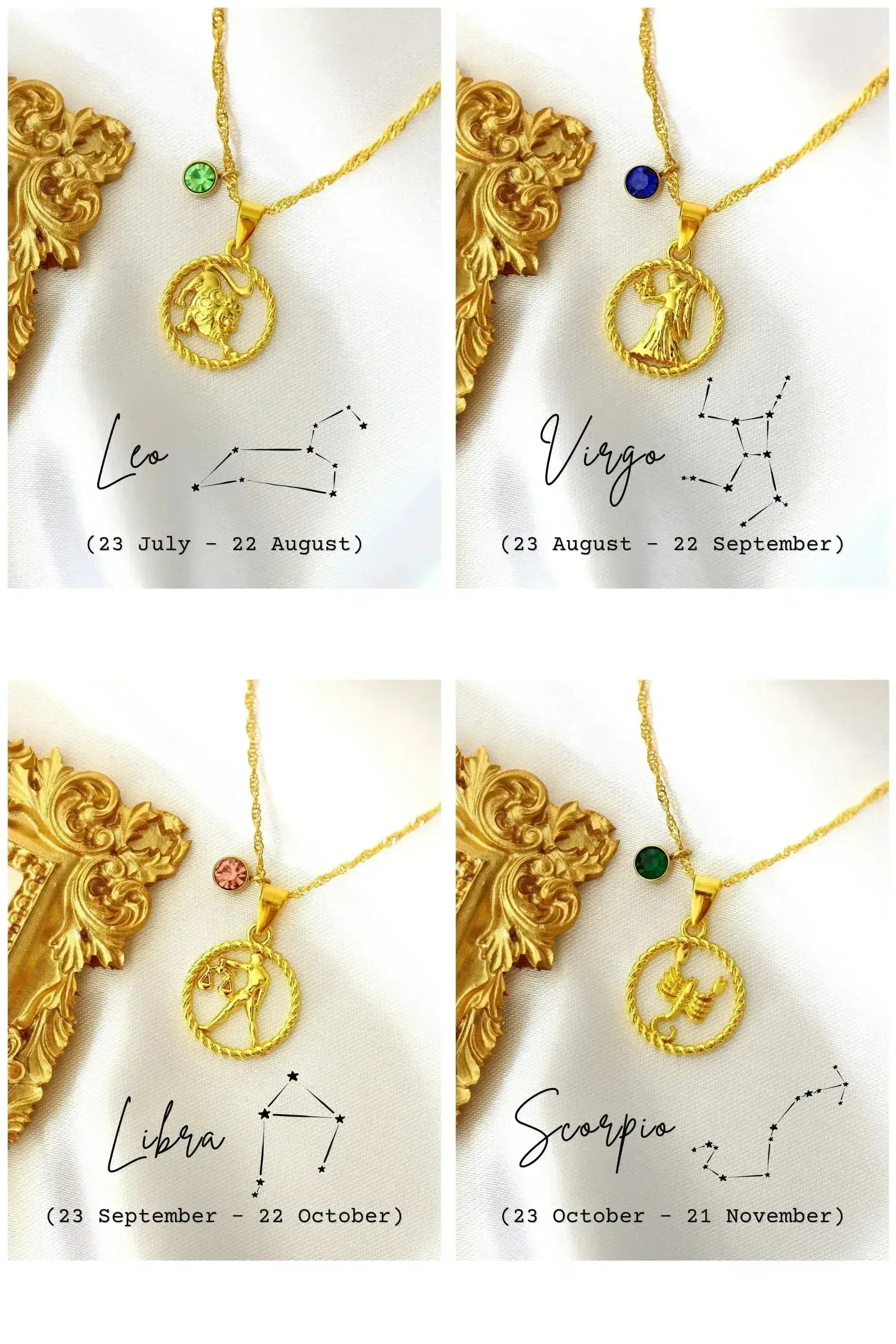 18K Zodiac Sign and Birthstone Necklace - Femstylo