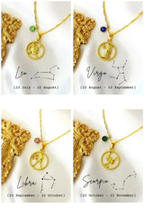 18K Zodiac Sign and Birthstone Necklace - Femstylo