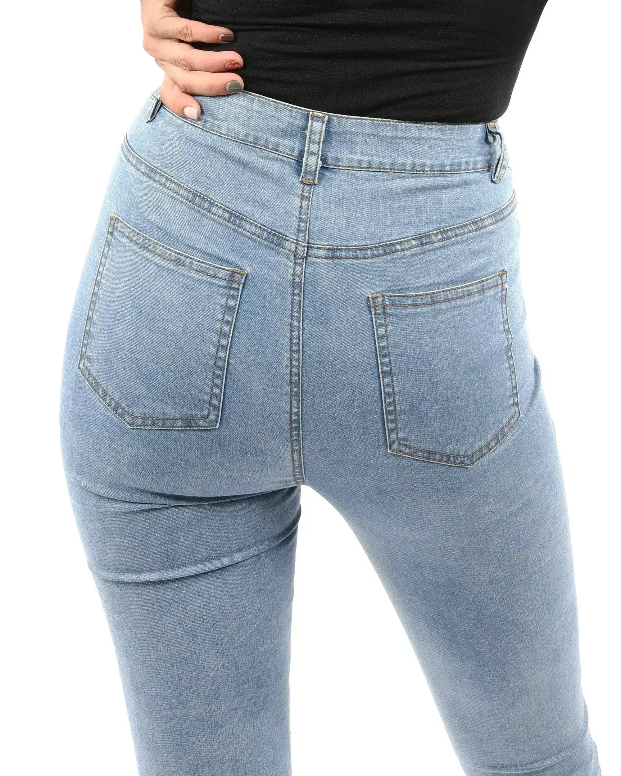 Dabney Skinny Crop Jeans - Distressed Denim | Femstylo - Femstylo