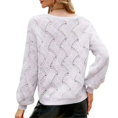 Womens V-Neck Open Knit Sweater - Femstylo