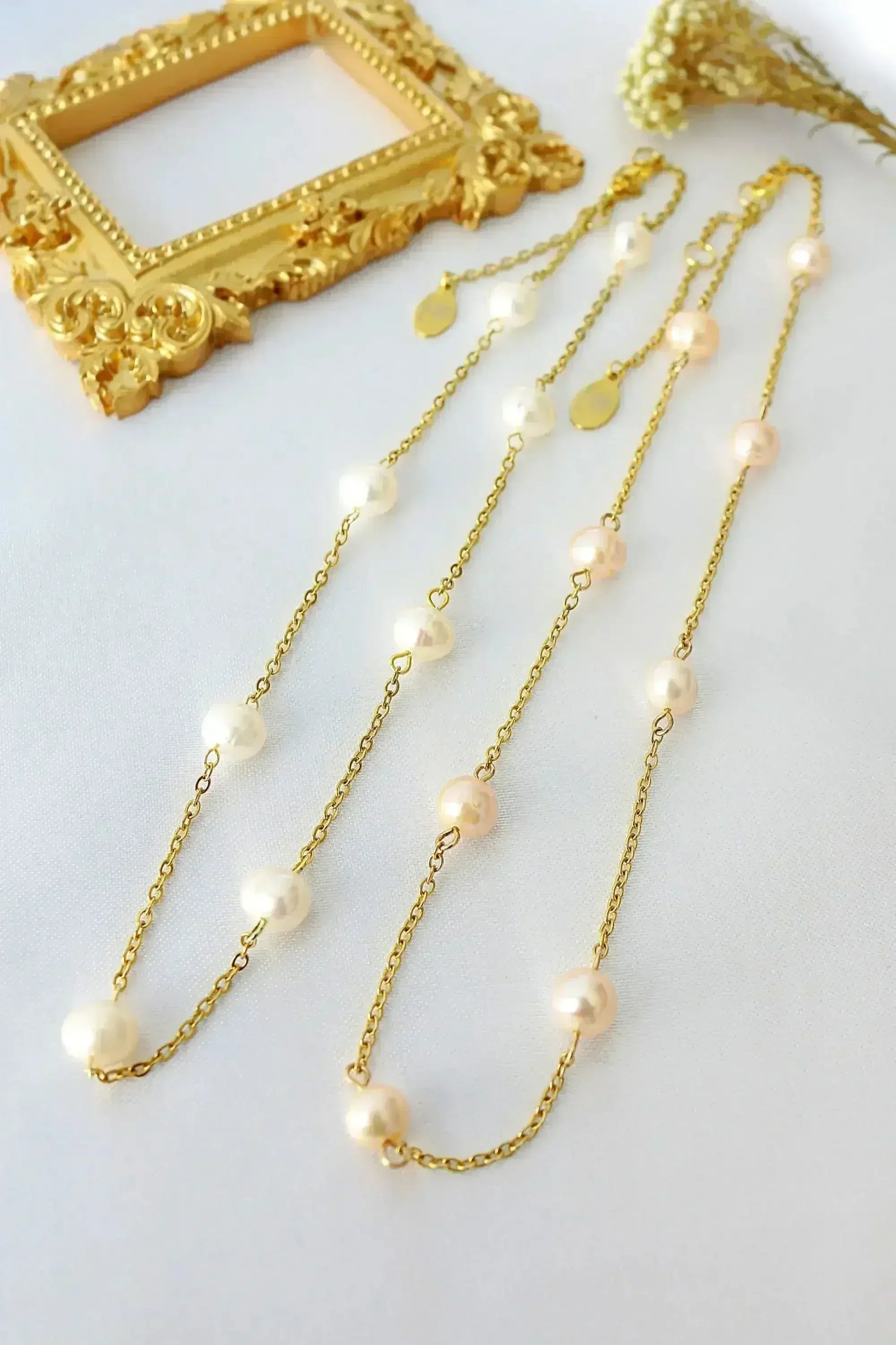 Baroque Pearl Choker - 24K Gold & Rose/Cream Pearls | Femstylo - Femstylo