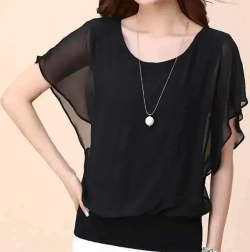 Womens Batwing Chiffon Blouse - Femstylo