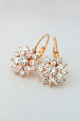 Sunflower Huggie Earrings - 18K Rose Gold & CZ | Femstylo - Femstylo