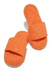 Flower Slides Fur Slippers for Women Orange/Pink/Green/Black - Femstylo