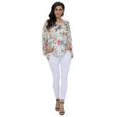 White Floral Chiffon Tunic Top - Summer Cover-Up | Femstylo - Femstylo