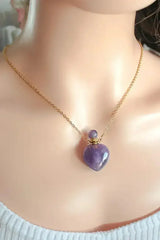 Heart Crystals Bottles 24 Karats Natural Crystals Necklaces - Femstylo