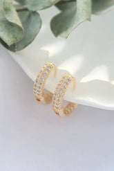 Pavé CZ Hoop Earrings - 24K Gold Plated | Femstylo - Femstylo