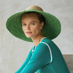 RIRI DUO Jute Straw Hat - Natural & Kelly Green | Femstylo - Femstylo