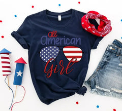 All American Sunglasses Printed Girl T-shirt | Bella Canvas - Femstylo