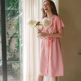 ARYA Safari Linen Midi Dress, in Salmon Pink - Femstylo