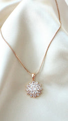 Diamond Sunflower Pendant Necklace 18 Karats Gold Plated - Femstylo