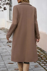 Dark Khaki Single Breasted Lapel Collar Flap Pocketed Overcoat - Femstylo