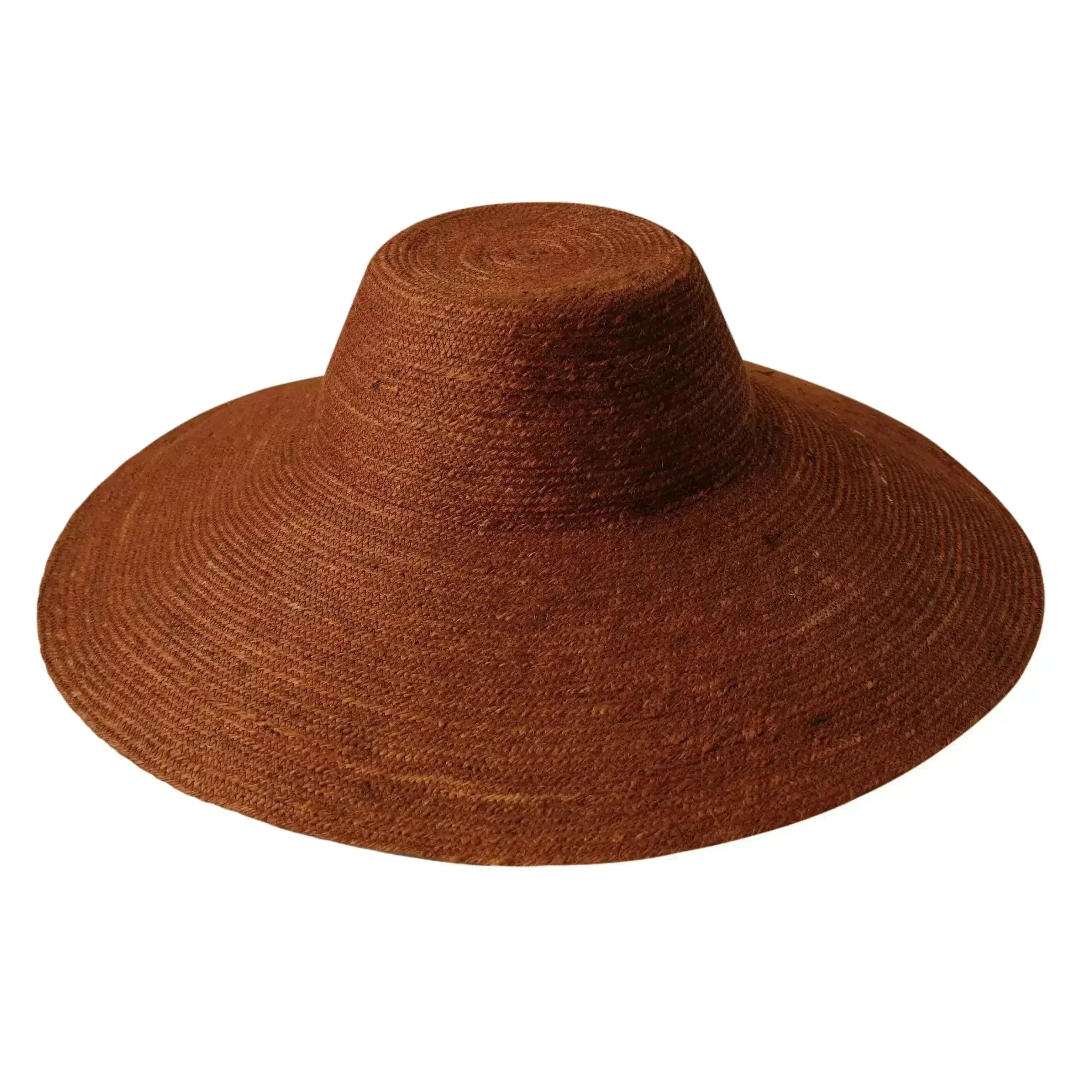 RIRI Jute Handwoven Straw Hat In Burnt Sienna - Femstylo