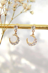 Moon Earrings - 24K Gold & Cubic Zirconia | Femstylo - Femstylo