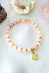 Rose Quartz – Amethyst Elastic Bracelet | 24K Lotus Flower Charm - Femstylo